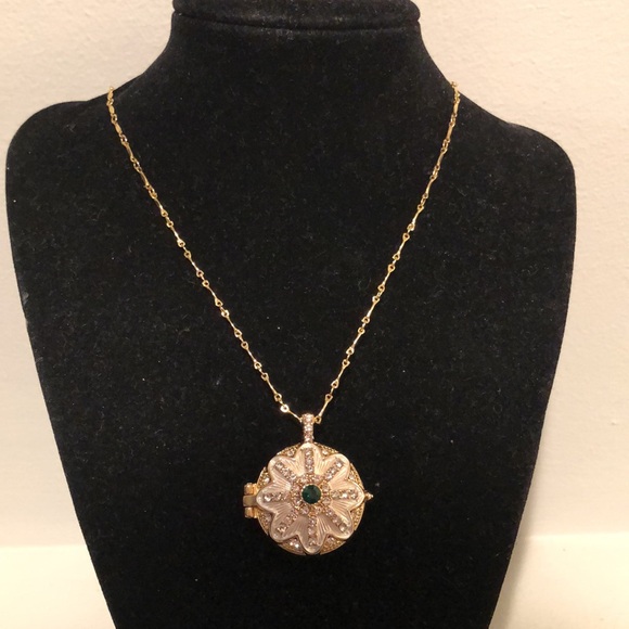 Gold Floral Locket Necklace - Picture 8 of 9